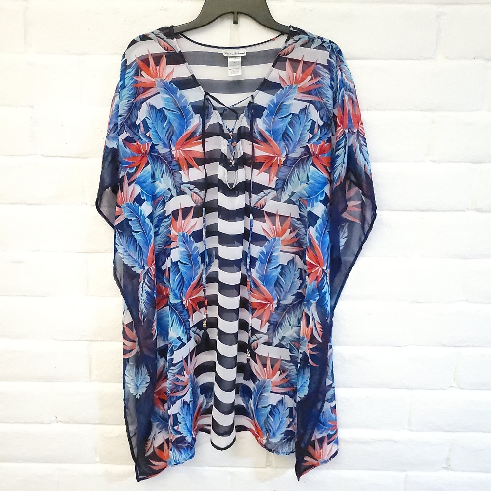 Tommy Bahama Sheer Tie Neck Beach Cover Up Size S/M